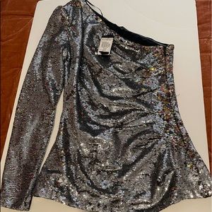 Maje sequins one shoulder top